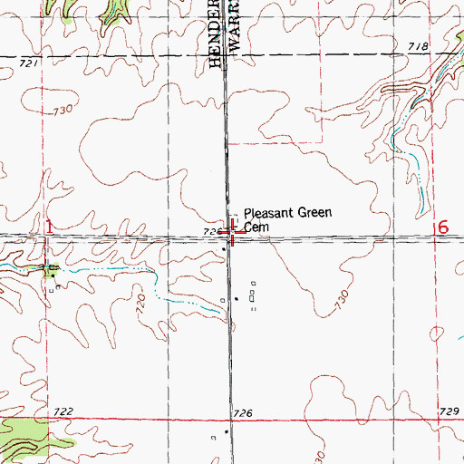Topographic Map of Pleasant Green School (historical), IL