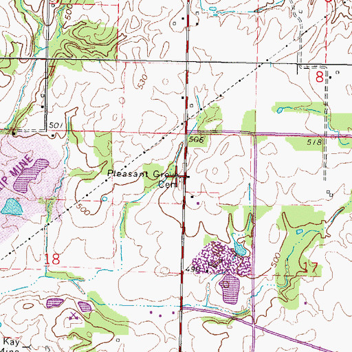 Topographic Map of Pleasant Grove Cemetery, IL