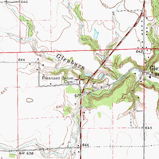 Topographic Map of Pleasant Grove Cemetery, IL