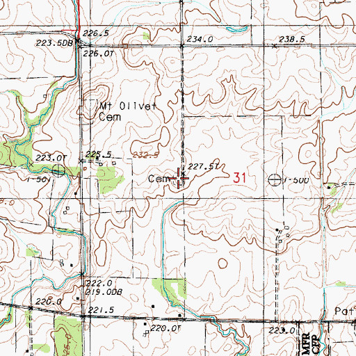 Topographic Map of Pleasant Grove Cemetery, IL