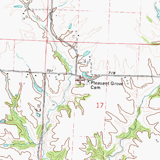 Topographic Map of Pleasant Grove Cemetery, IL
