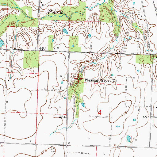 Topographic Map of Pleasant Grove Church, IL