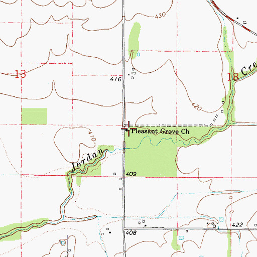Topographic Map of Pleasant Grove Church, IL