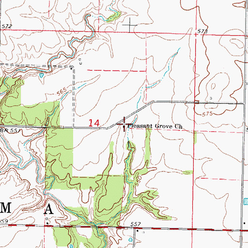 Topographic Map of Pleasant Grove Church, IL