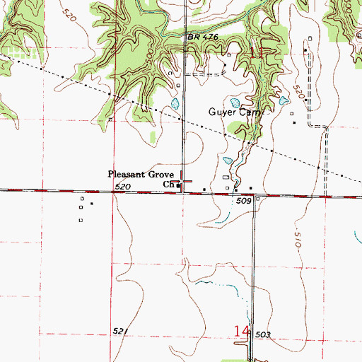 Topographic Map of Pleasant Grove Church, IL
