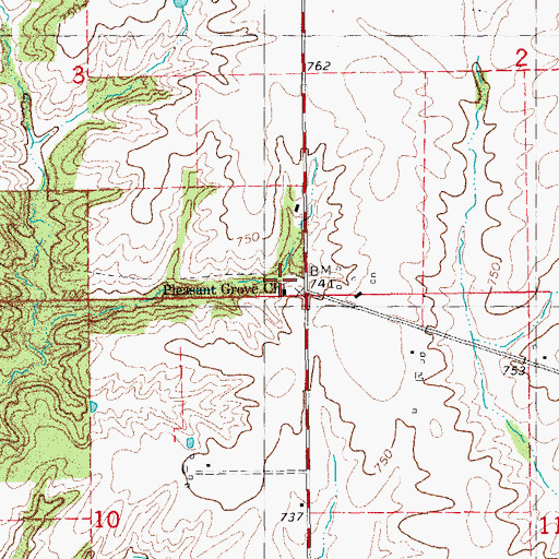 Topographic Map of Pleasant Grove Church, IL
