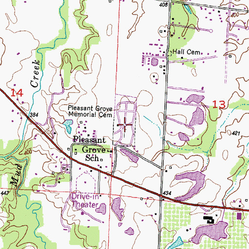Topographic Map of Pleasant Grove Memorial Cemetery, IL