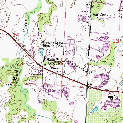Topographic Map of Pleasant Grove School, IL