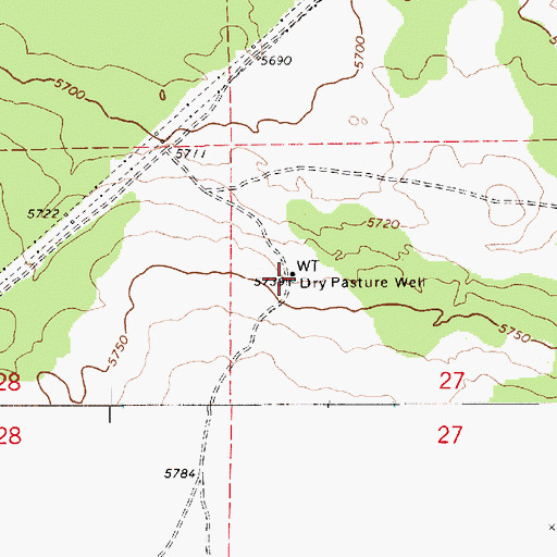 Topographic Map of Dry Pasture Well, AZ