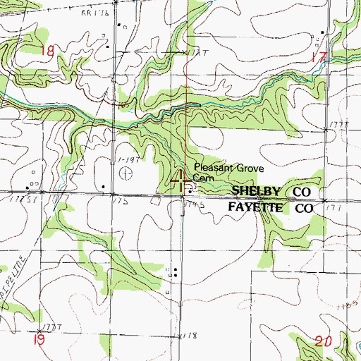 Topographic Map of Pleasant Grove School (historical), IL
