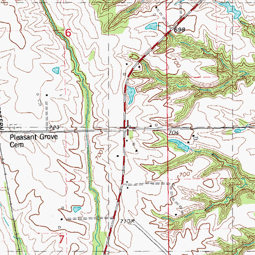 Topographic Map of Pleasant Grove School (historical), IL