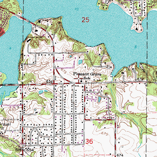Topographic Map of Pleasant Grove School, IL