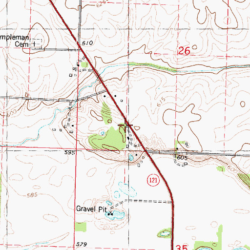 Topographic Map of Pleasant Grove School (historical), IL