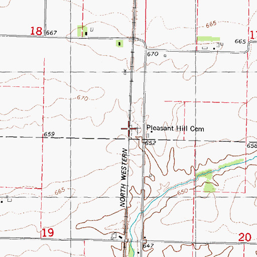 Topographic Map of Pleasant Hill Cemetery, IL