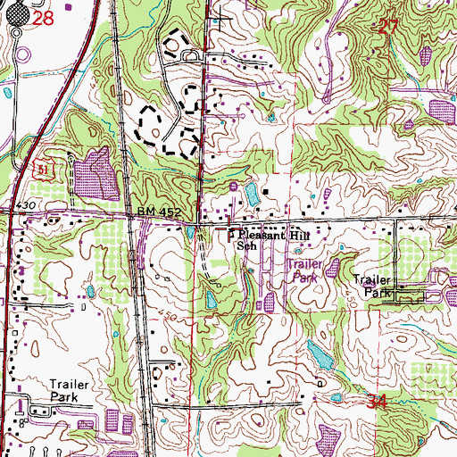 Topographic Map of Pleasant Hill School, IL