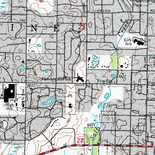 Topographic Map of Pleasant Hill Elementary School, IL