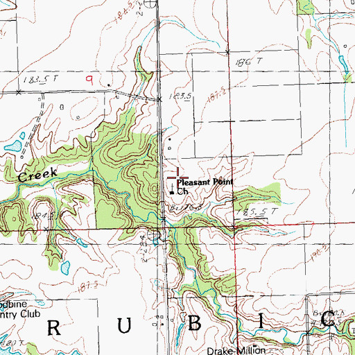 Topographic Map of Pleasant Point School (historical), IL