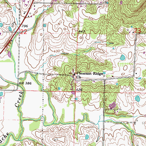 Topographic Map of Pleasant Ridge Church, IL