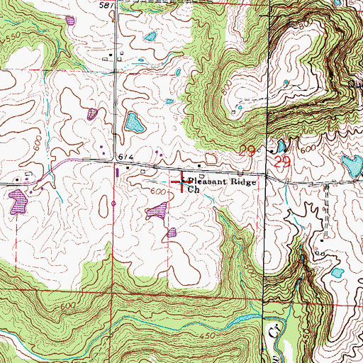Topographic Map of Pleasant Ridge Church, IL
