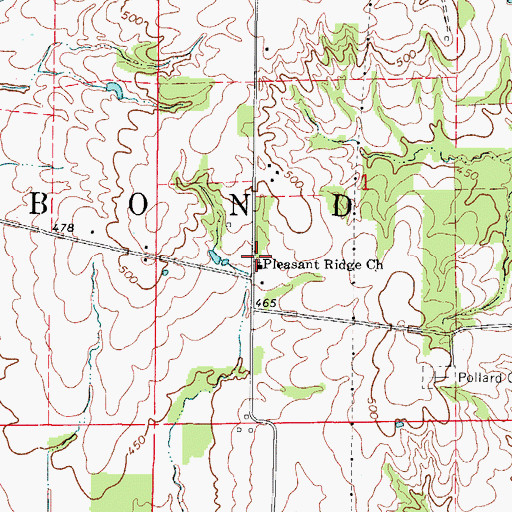 Topographic Map of Pleasant Ridge Church, IL
