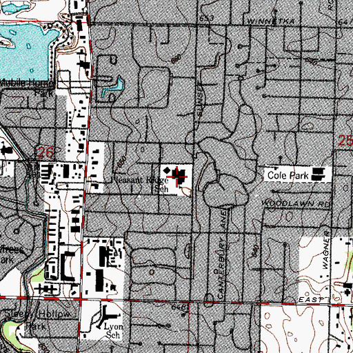Topographic Map of Pleasant Ridge School, IL