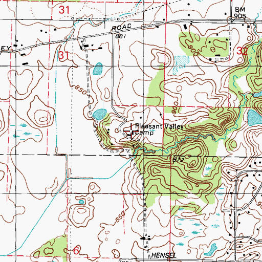 Topographic Map of Pleasant Valley Camp, IL