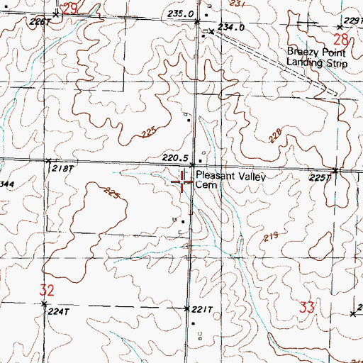 Topographic Map of Pleasant Valley Cemetery, IL
