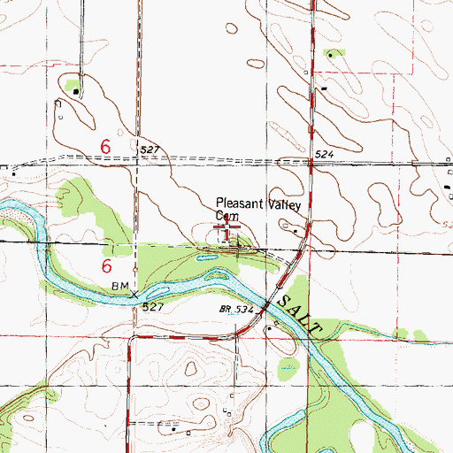 Topographic Map of Pleasant Valley Cemetery, IL