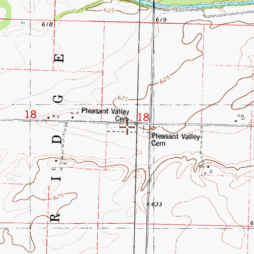 Topographic Map of Pleasant Valley Cemetery, IL