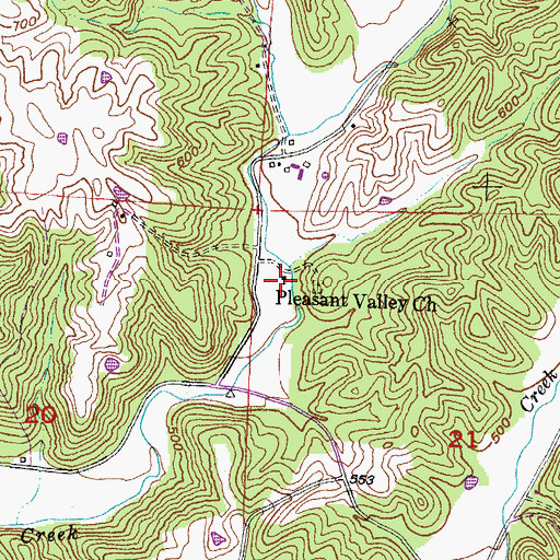 Topographic Map of Pleasant Valley Church, IL
