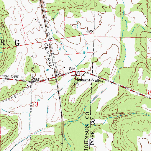 Topographic Map of Pleasant Valley Church, IL