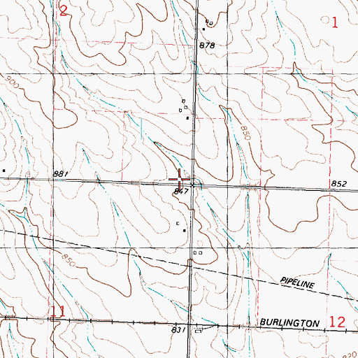 Topographic Map of Pleasant Valley School (historical), IL