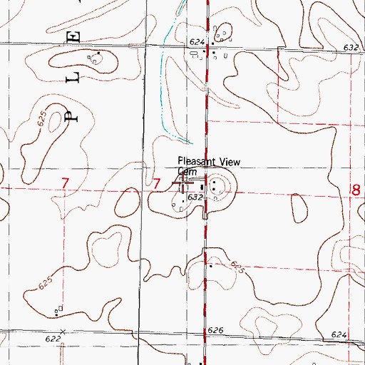 Topographic Map of Pleasant View Cemetery, IL