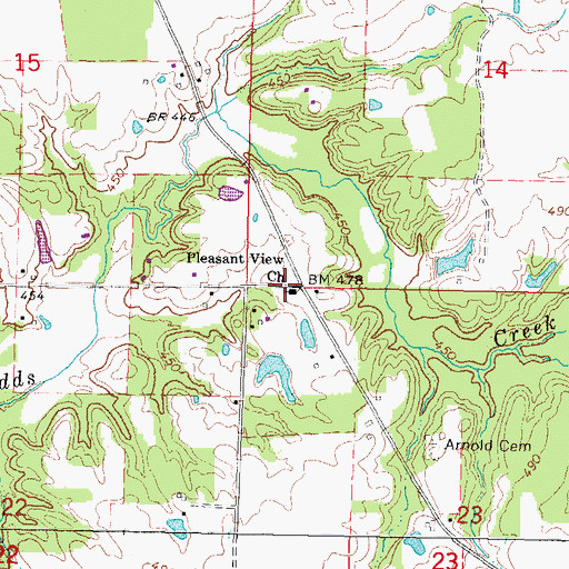 Topographic Map of Pleasant View Church, IL