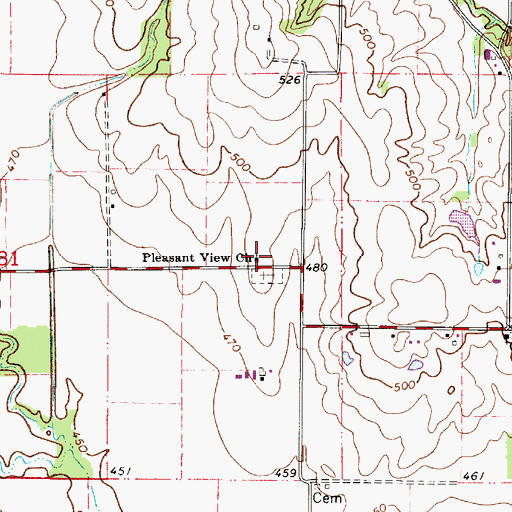 Topographic Map of Pleasant View Church, IL