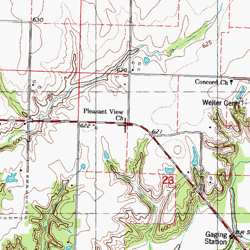 Topographic Map of Pleasant View Church, IL