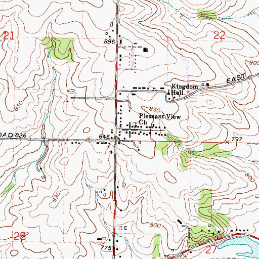 Topographic Map of Pleasant View Church, IL