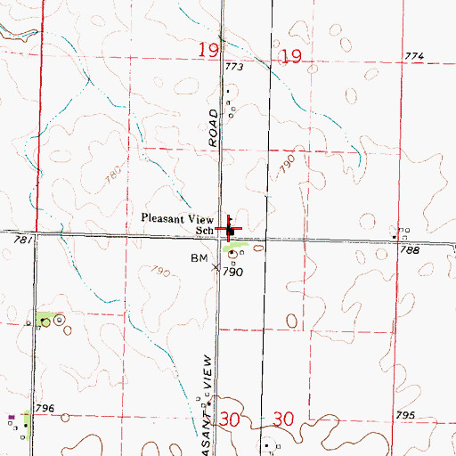 Topographic Map of Pleasant View School, IL
