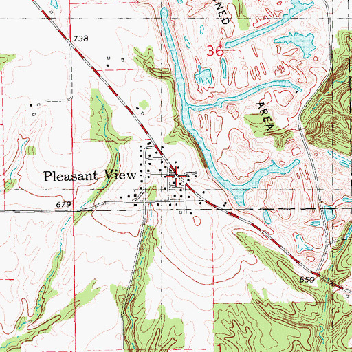 Topographic Map of Pleasant View, IL