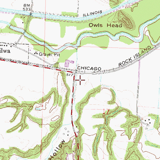 Topographic Map of Plow Hollow, IL