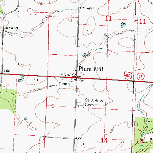 Topographic Map of Plum Hill, IL