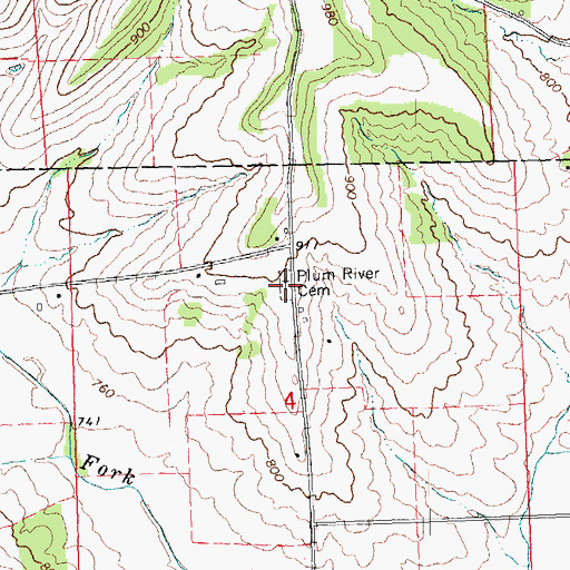 Topographic Map of Plum River Catholic Cemetery, IL
