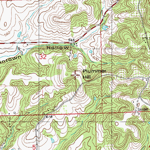 Topographic Map of Plummer Hill, IL