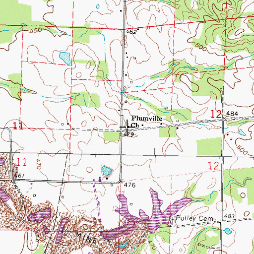 Topographic Map of Plumville Church, IL