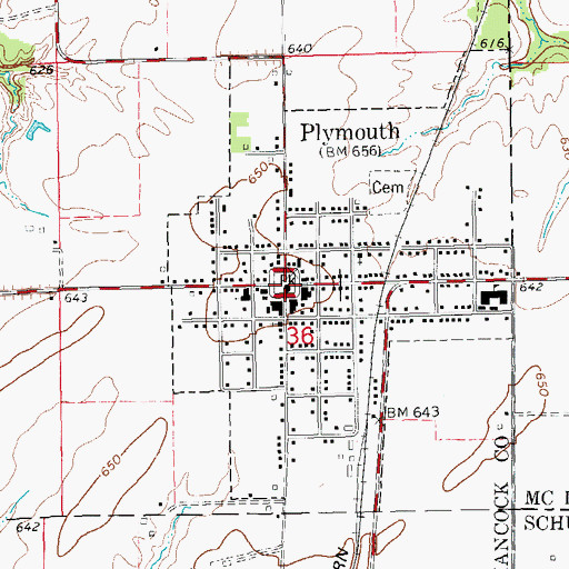 Topographic Map of Plymouth, IL