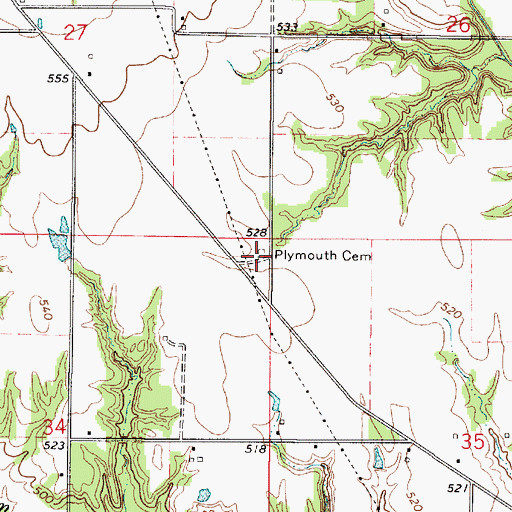 Topographic Map of Plymouth Cemetery, IL