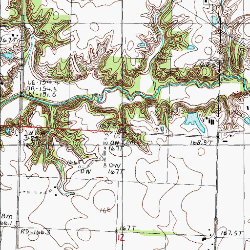 Topographic Map of Poe Cemetery, IL
