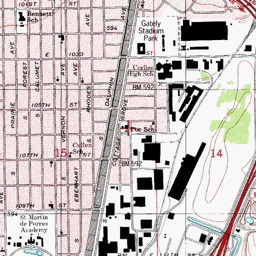 Topographic Map of Poe Classical School, IL