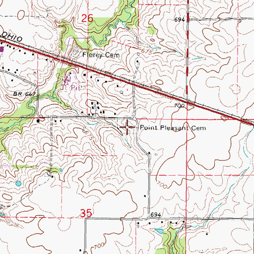 Topographic Map of Point Pleasant Cemetery, IL