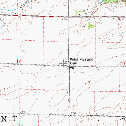 Topographic Map of Point Pleasant Cemetery, IL